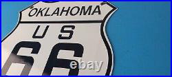 Vintage US Route 66 Oklahoma Sign Porcelain Hwy State Road Gas Oil Pump Sign