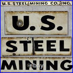 Vintage US Steel Mill Coal Mining Porcelain Sign Industrial Gas Oil Advertising