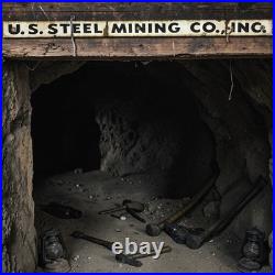 Vintage US Steel Mill Coal Mining Porcelain Sign Industrial Gas Oil Advertising