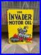 Vintage USE INVADER MOTOR OIL PENNSYLVANIA OIL PORCELAIN ENAMEL SIGN 28 x 20