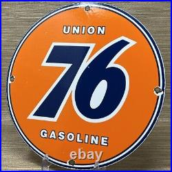 Vintage Union 76 Gasoline Porcelain Sign Gas Station Pump Plate Motor Oil Auto