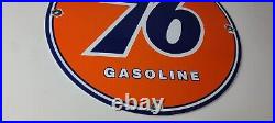 Vintage Union 76 Gasoline Sign Porcelain Gas Motor Oil Service Pump Sign