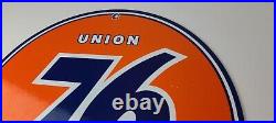 Vintage Union 76 Gasoline Sign Porcelain Gas Motor Oil Service Pump Sign