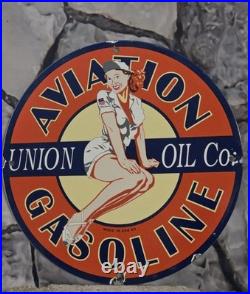 Vintage Union Oil Co. Aviation Gasoline Porcelain Sign Gas Oil 12