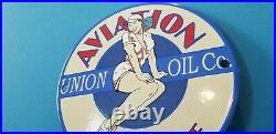 Vintage Union Oil Co Porcelain Gas Service Station Aviation Gasoline Pump Sign