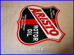 Vintage Union Oil Company Of California Aristo 12 Porcelain Metal Gasoline Sign