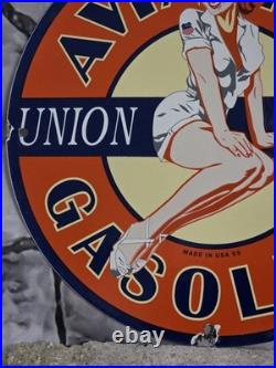 Vintage Union Oil Porcelain Sign Aviation Gasoline Car Motor Service Supply 12