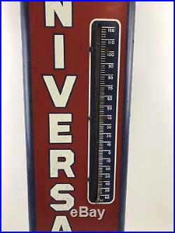 Vintage Universal Batteries Painted Metal Thermometer Wall Display Gas Oil Sign