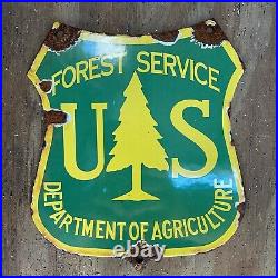 Vintage Us Forest Service Porcelain Sign Dept Of Agriculture State Park Oil Gas