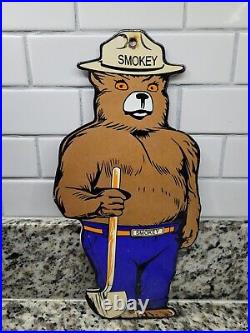 Vintage Us Forest Service Porcelain Sign Smokey Bear National Park Ranger Gas