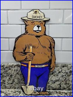 Vintage Us Forest Service Porcelain Sign Smokey Bear National Park Ranger Gas