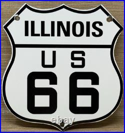 Vintage Us Route 66 Illinois Porcelain Highway Sign Gas Station Oil Road Shield