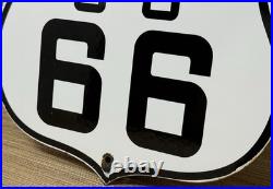 Vintage Us Route 66 Illinois Porcelain Highway Sign Gas Station Oil Road Shield