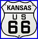 Vintage Us Route 66 Kansas Ks Porcelain Metal Highway Sign Gas Oil Road Shield