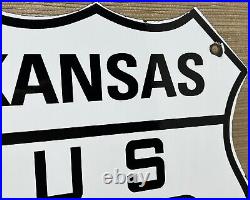 Vintage Us Route 66 Kansas Ks Porcelain Metal Highway Sign Gas Oil Road Shield