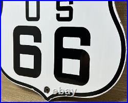 Vintage Us Route 66 Kansas Ks Porcelain Metal Highway Sign Gas Oil Road Shield