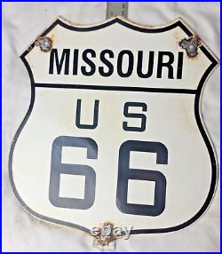 Vintage Us Route 66 Missouri Az Porcelain Metal Highway Sign Gas Oil Road Shield