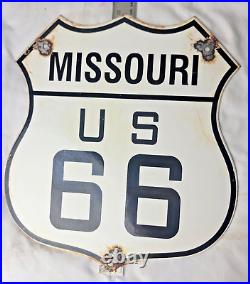 Vintage Us Route 66 Missouri Az Porcelain Metal Highway Sign Gas Oil Road Shield