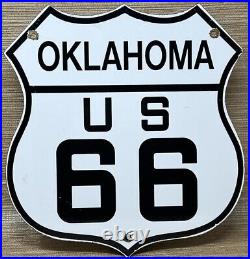 Vintage Us Route 66 Oklahoma Ok Porcelain Metal Highway Sign Gas Oil Road Shield