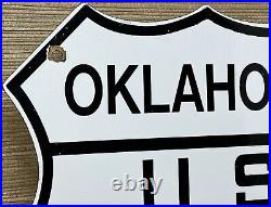 Vintage Us Route 66 Oklahoma Ok Porcelain Metal Highway Sign Gas Oil Road Shield