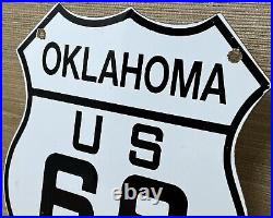 Vintage Us Route 66 Oklahoma Ok Porcelain Metal Highway Sign Gas Oil Road Shield