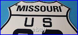 Vintage Us Route 66 Porcelain Gasoline Missouri Auto Road Trip Shield Sign