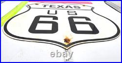 Vintage Us Route 66 Texas Porcelain Metal Highway Sign Gas Oil Road Shield