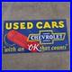 Vintage Used Cars Chevrolet Old Us Gasoline Oil Gas Pump Enamel Porcelain Sign