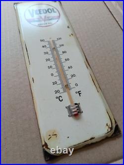 Vintage VEEDOL Motor Oil Thermometer merchandise Sign Non Porcelain Vintage VEEDOL Motor Oil Thermometer merchandise Sign Non Porcelain