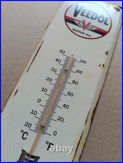 Vintage VEEDOL Motor Oil Thermometer merchandise Sign Non Porcelain Vintage VEEDOL Motor Oil Thermometer merchandise Sign Non Porcelain
