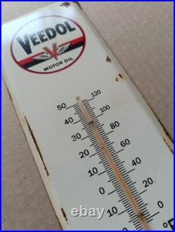 Vintage VEEDOL Motor Oil Thermometer merchandise Sign Non Porcelain Vintage VEEDOL Motor Oil Thermometer merchandise Sign Non Porcelain
