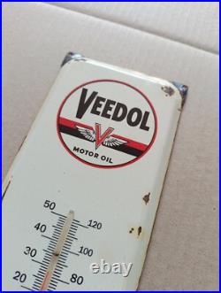 Vintage VEEDOL Motor Oil Thermometer merchandise Sign Non Porcelain Vintage VEEDOL Motor Oil Thermometer merchandise Sign Non Porcelain