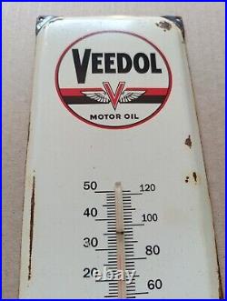Vintage VEEDOL Motor Oil Thermometer merchandise Sign Non Porcelain Vintage VEEDOL Motor Oil Thermometer merchandise Sign Non Porcelain