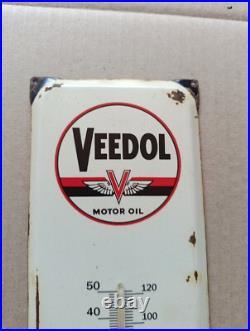 Vintage VEEDOL Motor Oil Thermometer merchandise Sign Non Porcelain Vintage VEEDOL Motor Oil Thermometer merchandise Sign Non Porcelain