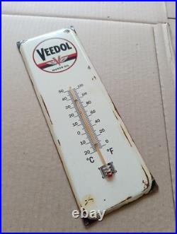 Vintage VEEDOL Motor Oil Thermometer merchandise Sign Non Porcelain Vintage VEEDOL Motor Oil Thermometer merchandise Sign Non Porcelain