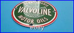 Vintage Valvoline Gasoline Porcelain Pennsylvania Oil Service Station Pump Sign