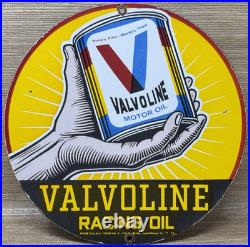 Vintage Valvoline Motor Oil Porcelain Sign Service Station Gas Lubester Pump