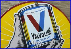 Vintage Valvoline Motor Oil Porcelain Sign Service Station Gas Lubester Pump