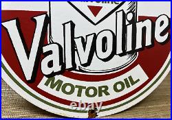 Vintage Valvoline Motor Oil Porcelain Sign Service Station Gas Lubester Pump