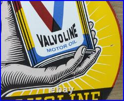 Vintage Valvoline Motor Oil Porcelain Sign Service Station Gas Lubester Pump