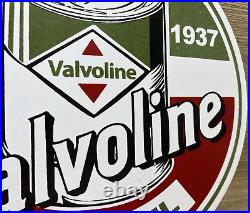 Vintage Valvoline Motor Oil Porcelain Sign Service Station Gas Lubester Pump