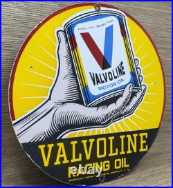 Vintage Valvoline Motor Oil Porcelain Sign Service Station Gas Lubester Pump