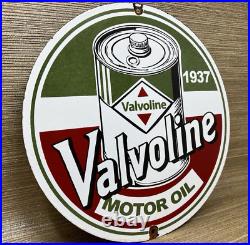 Vintage Valvoline Motor Oil Porcelain Sign Service Station Gas Lubester Pump