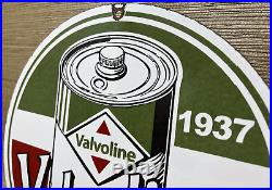 Vintage Valvoline Motor Oil Porcelain Sign Service Station Gas Lubester Pump