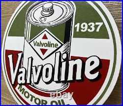 Vintage Valvoline Motor Oil Porcelain Sign Service Station Gas Lubester Pump