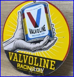 Vintage Valvoline Motor Oil Porcelain Sign Service Station Gas Lubester Pump