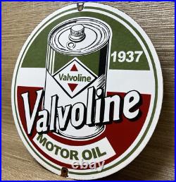 Vintage Valvoline Motor Oil Porcelain Sign Service Station Gas Lubester Pump