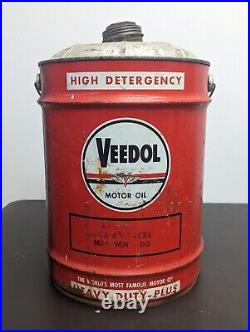 Vintage Veedol Motor Oil Can 5 Gallon Flying V High Detergency Gas Advertising