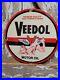 Vintage Veedol Porcelain Sign Old Service Station Motor Oil Advertising Woman 12