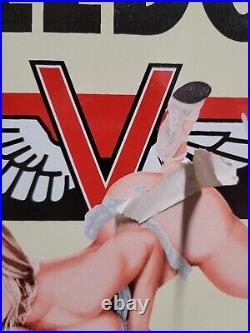 Vintage Veedol Porcelain Sign Old Service Station Motor Oil Advertising Woman 12